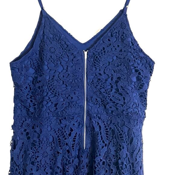 K. Jordan 1X Navy Lace Dress Lined Spaghetti Straps Wedding Guest Cocktail - Picture 4 of 12